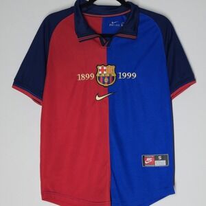 Barcelona Remake Jersey Home Football Shirt 1999 - 2000 Nike Men Size Small